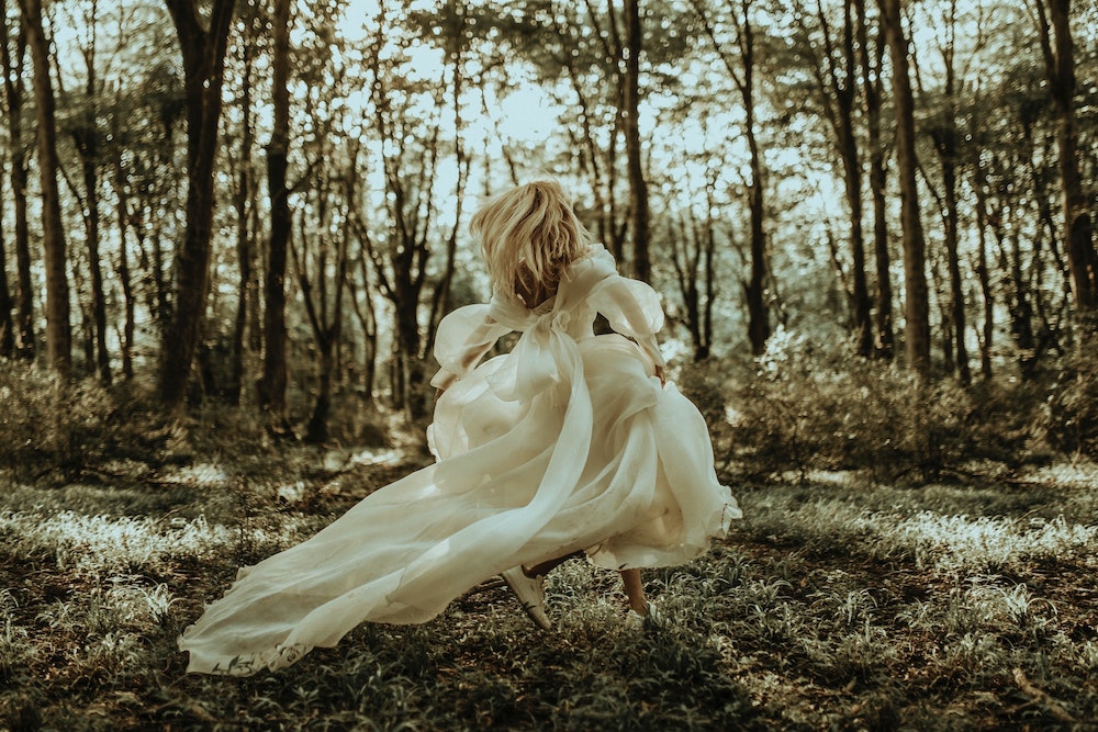 bride in forest
